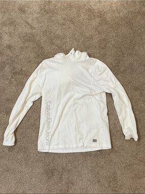 Calvin Klein Jeans White Long Sleeve Hoodie with Side Logo